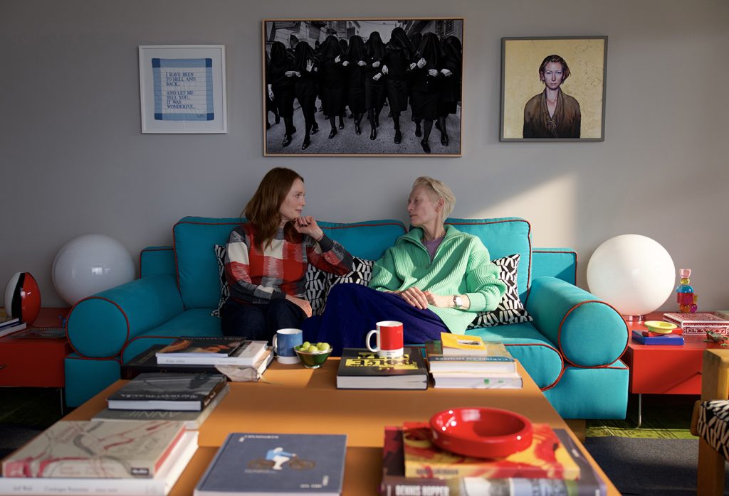 Ingrid and Martha in Martha's apartment in The Room Next Door